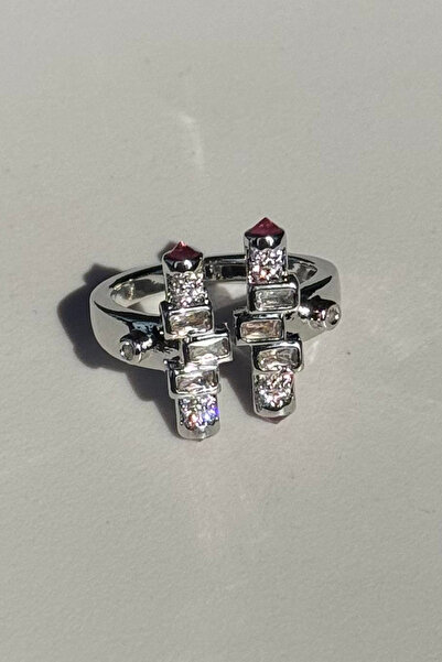 TAKIŞTIR Silver Color Stone Detailed Adjustable Ring