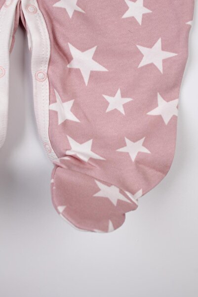 Mini Ropa Star Patterned Baby Romper with Booties and Hat