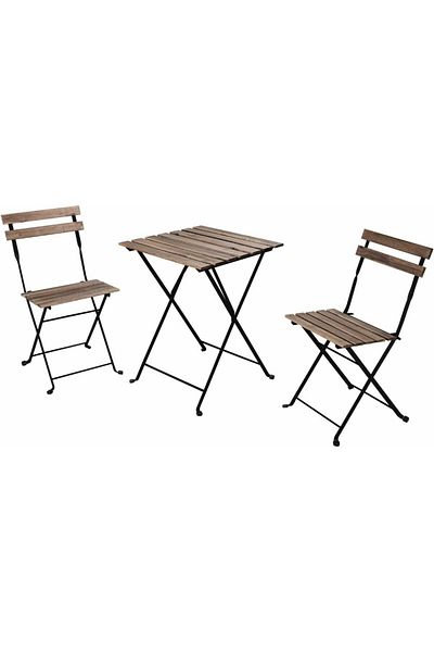 Quasar & Co. Set mobilier gradina, pentru balcon,terasa,bistro, format din masa si 2 scaune, pliabil, metal-lemn