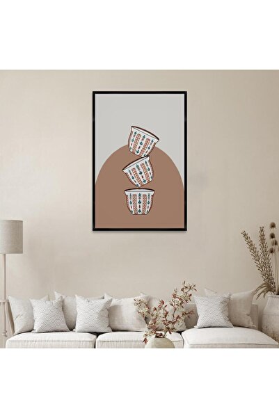 SND لوحة قماشية بتصميم الفن النجدي مع برواز أسود مجوف