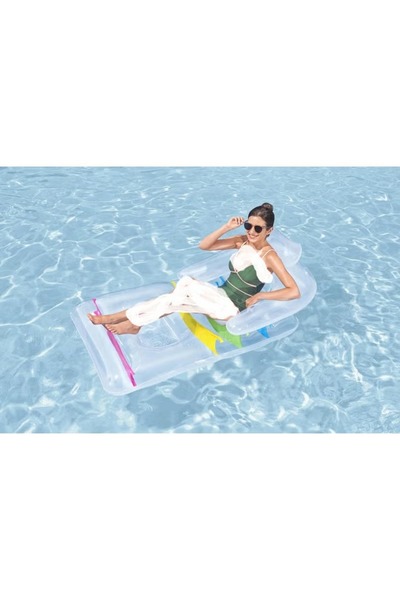 BESTWAY Cabbage Lounge 165x89cm –Inflatable Pool Lounger with Backrest & Armrests