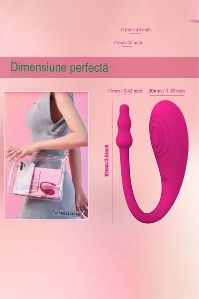 WildFashion Jucarie sexuala smart tip Ou cu stimulare dubla, conectare cu Aplicatie Mobila, TOY335-55
