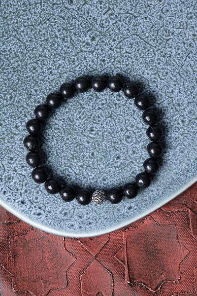 Saff Doğal Taş Certified Black Tourmaline Silver Bracelet