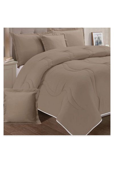 BLUESKY 100% Microfiber Single Bedspread, Solid Design, Reversible, 4-Piece Set, 230X170cm