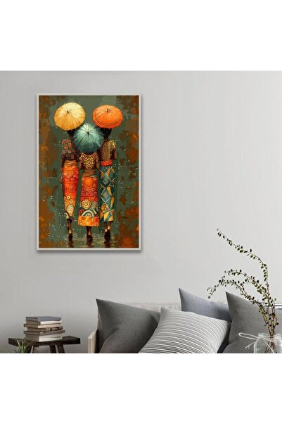 4gdran لوحة قماشية بتصميم أشخاص مع برواز فضي مجوف