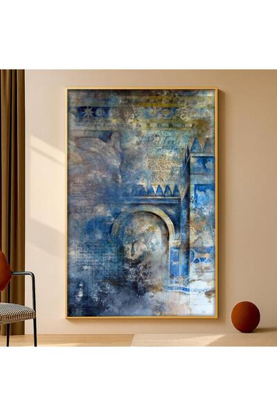 4gdran Ishtar Gate Canvas Painting with Hollow Brown Frame
