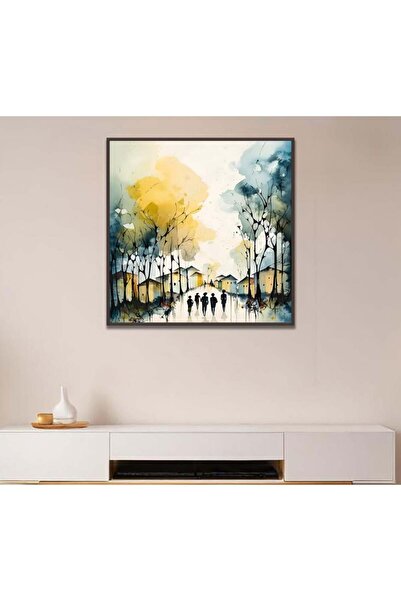 SND لوحة قماشة بتصميم طبيعة مع برواز شامبين مجوف