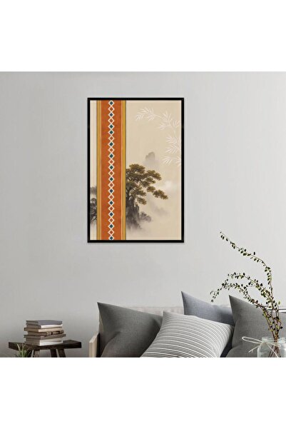 SND لوحة قماشية بتصميم الفن النجدي مع برواز أسود مجوف