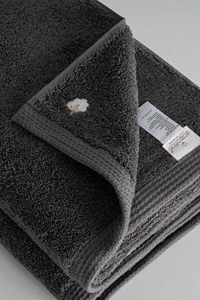 Ecocotton Набір з 2 рушників для обличчя Pure Cotton Antrasit Kelebek Bordürlü, 100% органічна бавовна - 50*90 см