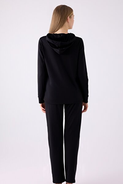 Pierre Cardin Women's Hooded Comfort Fabric Long Sleeve Pajamas Suit