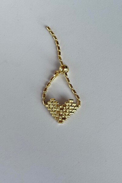 TAKIŞTIR Gold Color Heart Detailed Adjustable Ring
