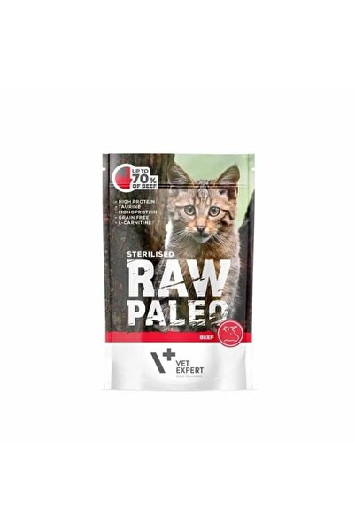 Raw Paleo Hrană umedă pentru pisici, paleo-sterilizată crudă, vită 100g