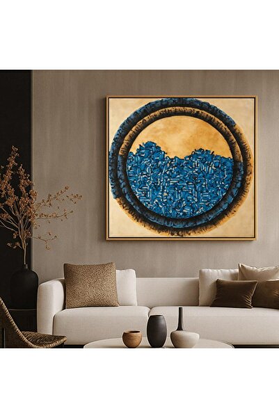 Marktna لوحة قماشية مربعة بتصميم خط عربي مع برواز ذهبي مجوف