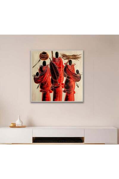 4gdran لوحة قماشة بتصميم أشخاص مع برواز فضي مجوف