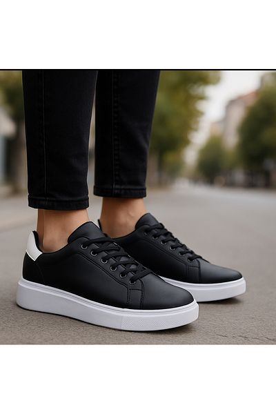 homiro Men's Black White Lace-Up Sneaker Sports Shoes