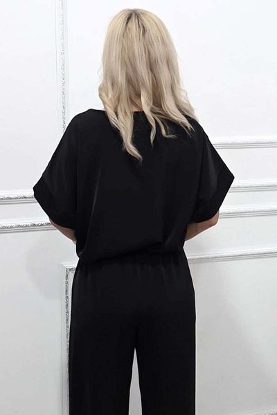 FashionForYou LYRA airy blouse, short sleeves with cuffs, Black