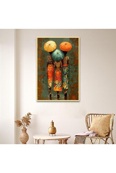 SND لوحة قماشية بتصميم أشخاص مع برواز ذهبي مجوف