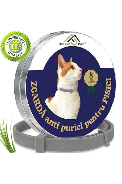 Fish & Paws Zgarda Fish & Paws ® anti purici pentru pisici, reglabila si respirabila, 1 buc