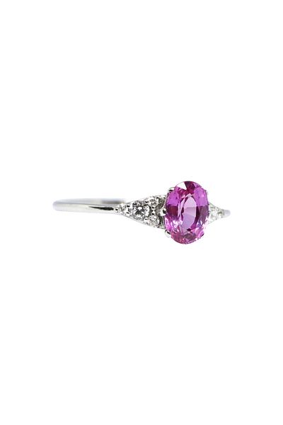 Rosental Jewelry Inel cu safire roz și diamante din aur alb de 18k