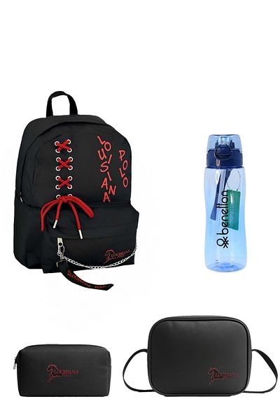 louisiana polo School Set – Bag + Thermal Nutrition + Pen Holder + Blue Flask Red 1141