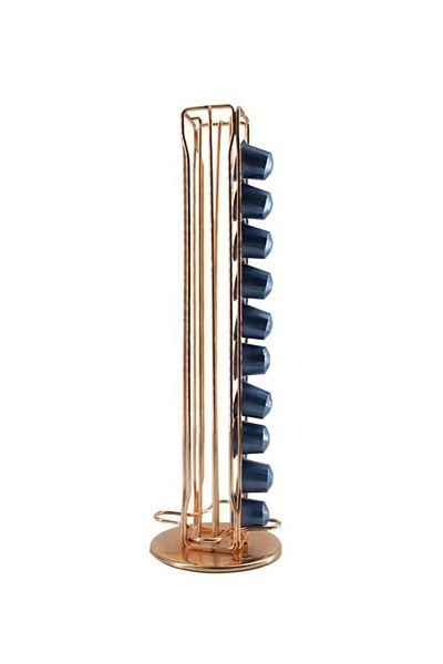 REX Gold Coffee Capsule Holder – Metal Stand Organizer for Coffee Pods, 37x11x11 cm