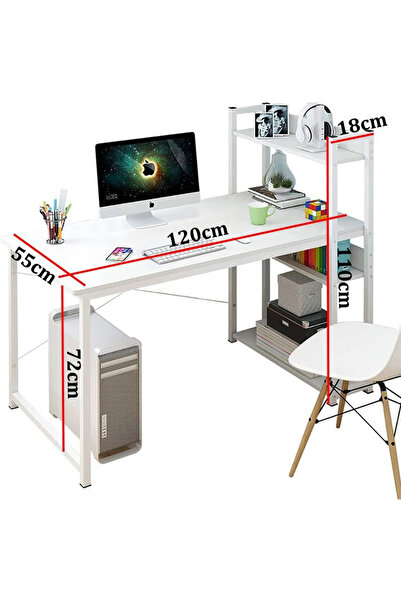 AGD Computer Desk with Storage Shelves Home Office Desk with Bookshelf Study Writing Table Corner De