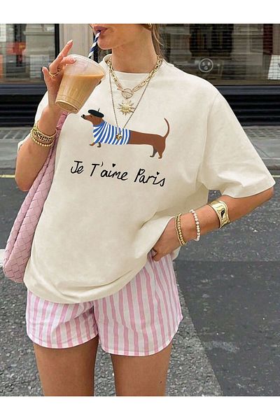 Pulli Collection Дамска тениска с екрю щампа