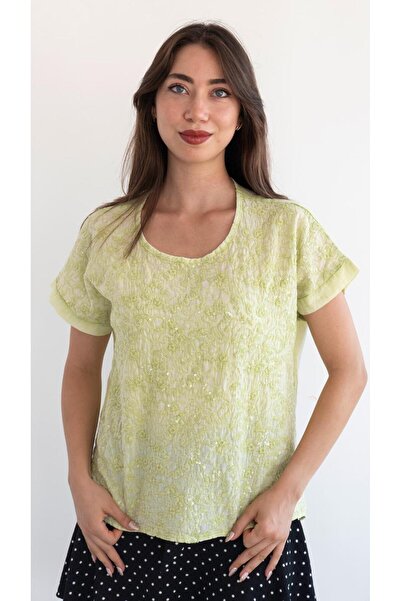 QYA Clothing Authentic Pulpalet Embroidered Cotton Blouse Short Sleeve