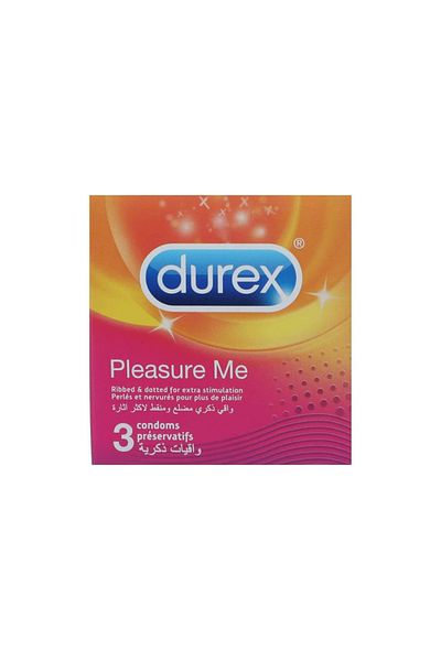 Durex Durex Pleasure Me Easy-Put Condoms Ribbed & Dotted for More Arousal, 3 Count