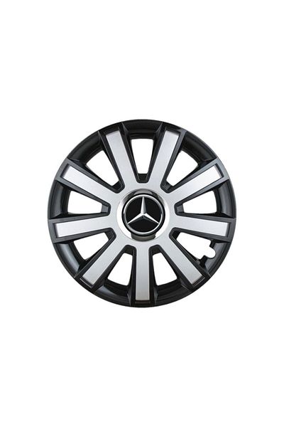 Autohelix MSA Set de 4 capace de jantă Flash Grey-Negru R14 pentru gama de mașini Mercedes