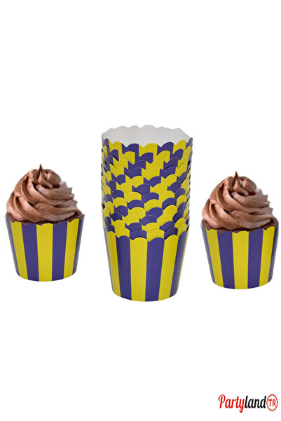 PartylandTR Sarı Lacivert Taraftar Temalı 25 Adet Cupcake Ve Muffin Pişirme Kabı