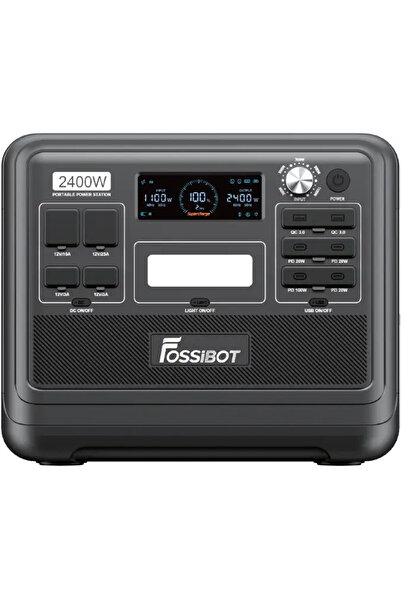 Fossibot Stație portabilă F2400 Neagră, 2400W, 2048Wh, Ecran LCD, Protecție B...