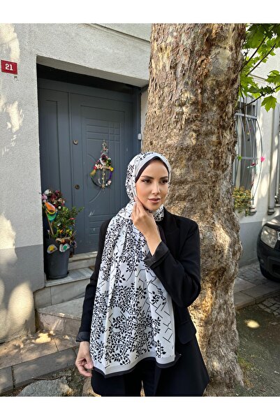 KUQOS Σάλι με ριγέ λουλουδάτο σχέδιο