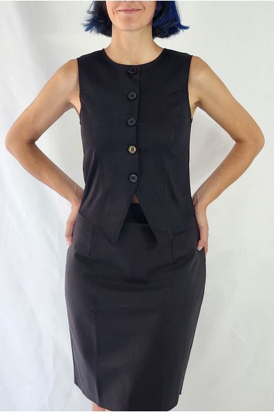 YAXİ Body-Fitting Black Woven Vest Without Lining