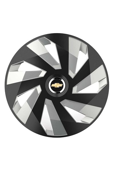 Autohelix MSA Set de 4 capace pentru roți, potrivite pentru jante R16, pentru Chevrolet, model vector negru și argintiu