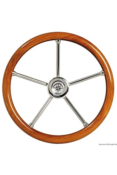 OSCULATI Volan nautic din lemn de tec, 400 mm, spițe din oțel inoxidabil, prindere anatomică