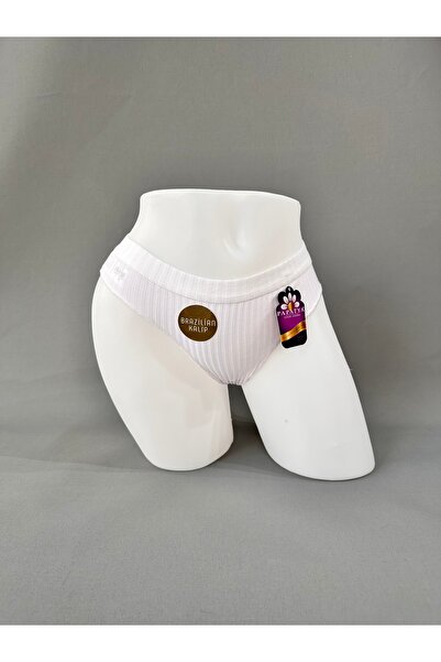 Papatya Comfortable Brazilian Fit Panties with Striped Stretch Fabric and Thi...