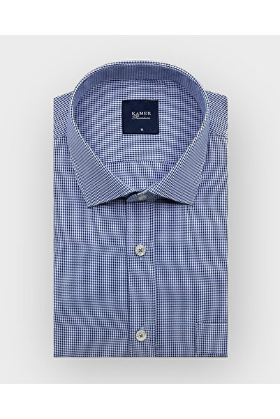 KAMER ERKEK REGULAR FIT UZUN KOL PAMUKLU KLASİK YAKA TEK CEPLİ DESENLİ GÖMLEK...