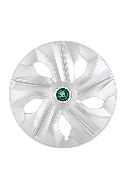 Autohelix MSA Set de 4 capace pentru roți compatibile cu jante de 15 inch, pentru Skoda verde nouă, model Luna Chrome