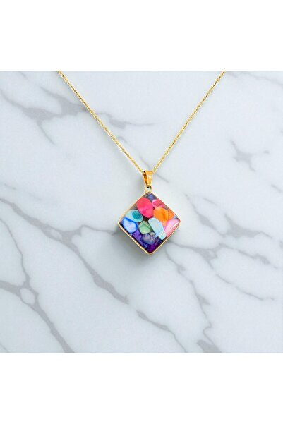 stainless steell قلادة من الأحجار الطبيعية متعددة الألوان