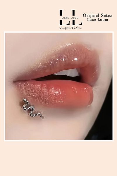 Luxe Loom Zarafetin Işıltısı Women's Non-Tarnish Steel Silver Color Snake Piercing 001