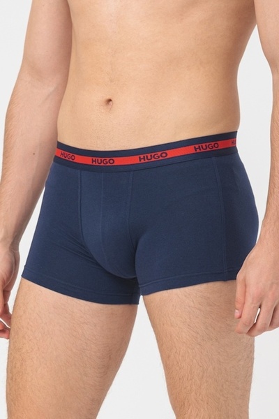 HUGO , Set de boxeri cu logo - 3 perechi, Bleumarin, L