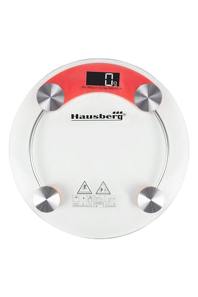 Hausberg Cantar corporal HB-6000RS, display LCD, 180 kg, Sticla transaparenta, Rosu