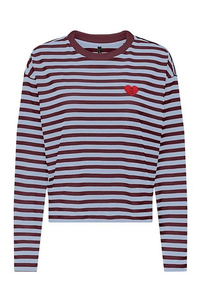 ONLY Women's Burgundy Onllivina L/S O-Neck Stripe Top Jrs Sweatshirt 15359682-Cabernet