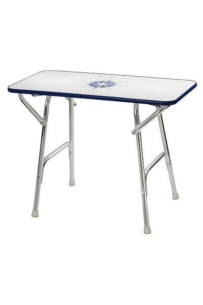 OSCULATI High-Quality Round Table, 60 cm Diameter, Anodized Aluminum Frame, White Verzalit Top, 16 mm Thickne