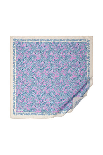 ipekevi Eșarfă cu model Mesopotamia Model 06 albastru crem