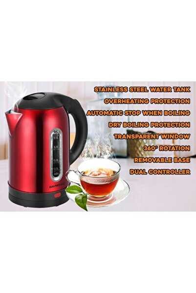 Hausberg Electric kettle HB-3621RS, 1800 W, 1.8 liters, 360 degree rotation, removable base, red