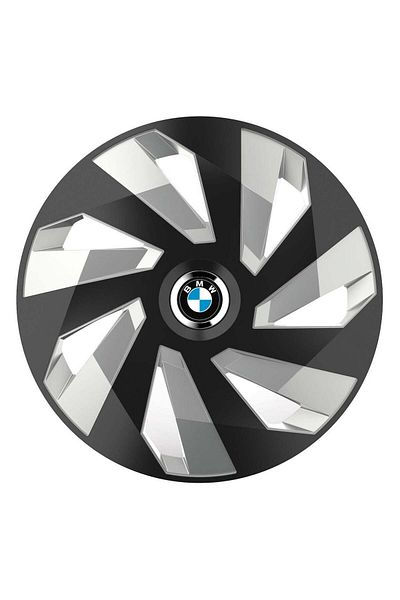 Autohelix MSA Set de 4 capace pentru roți, potrivite pentru jante R16, pentru BMW, model vector negru și argintiu