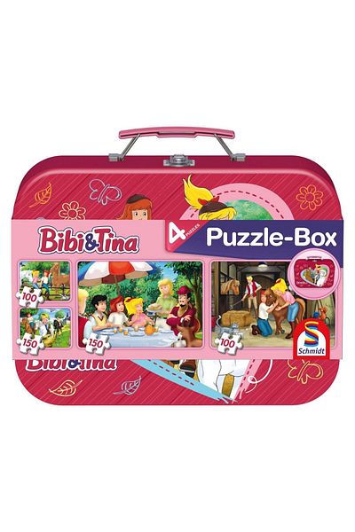 Schmidt Puzzle - Bibi & Tina, 2x100 + 2x150 pieces, metal box