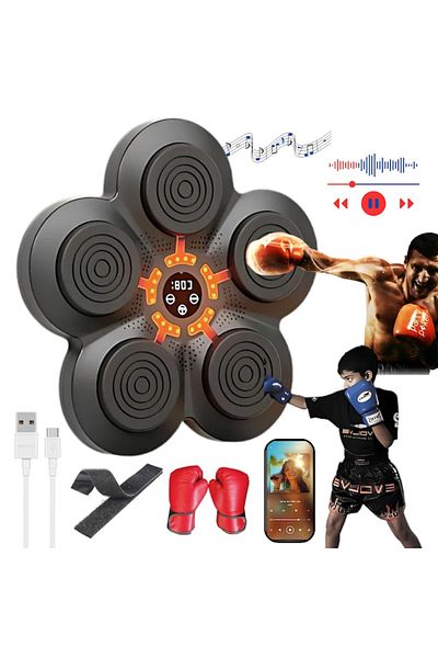APF Aparat de antrenament de box cu țintă inteligentă APF®, LED, conexiune Bluetooth, difuzor încorporat, mănuși